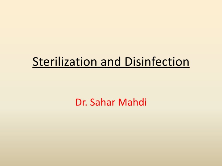 Sterilization and Disinfection