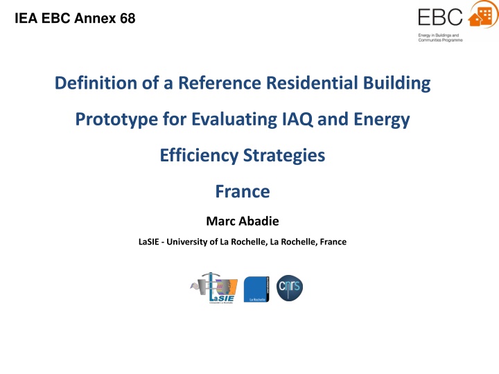 Definition of a Reference Residential Building Prototype in France