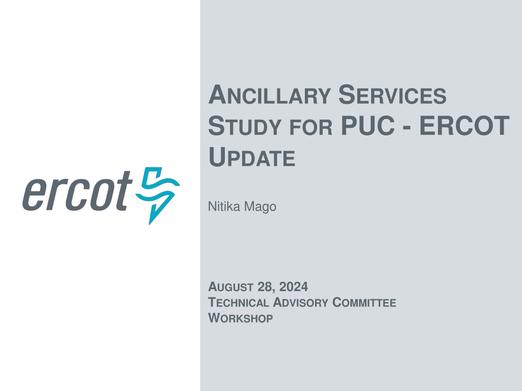 a ncillary s ervices s tudy for puc ercot u pdate n.w