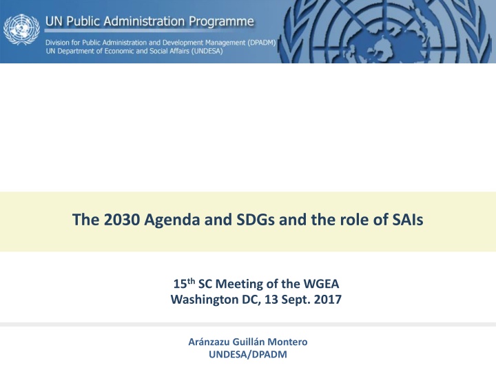 Role of SAIs in Implementing the 2030 Agenda and SDGs