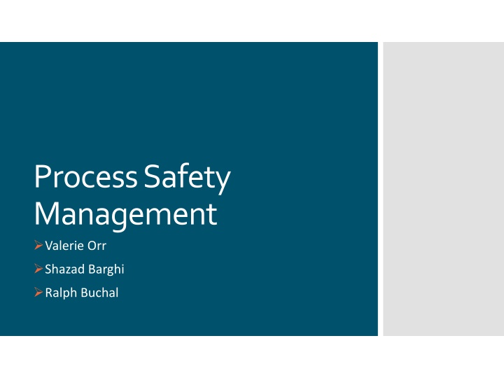 Introduction to Process Safety Management