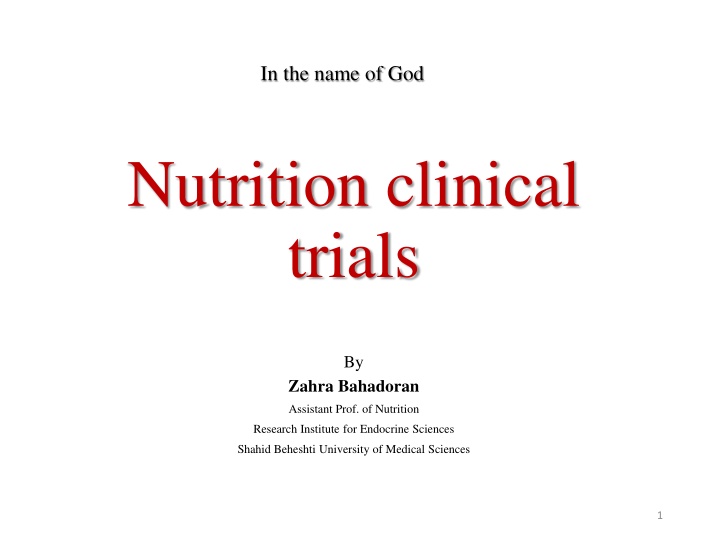 Introduction to Experimental Studies in Clinical Trials