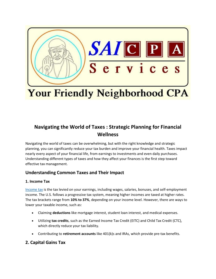 navigating the world of taxes strategic planning n.w