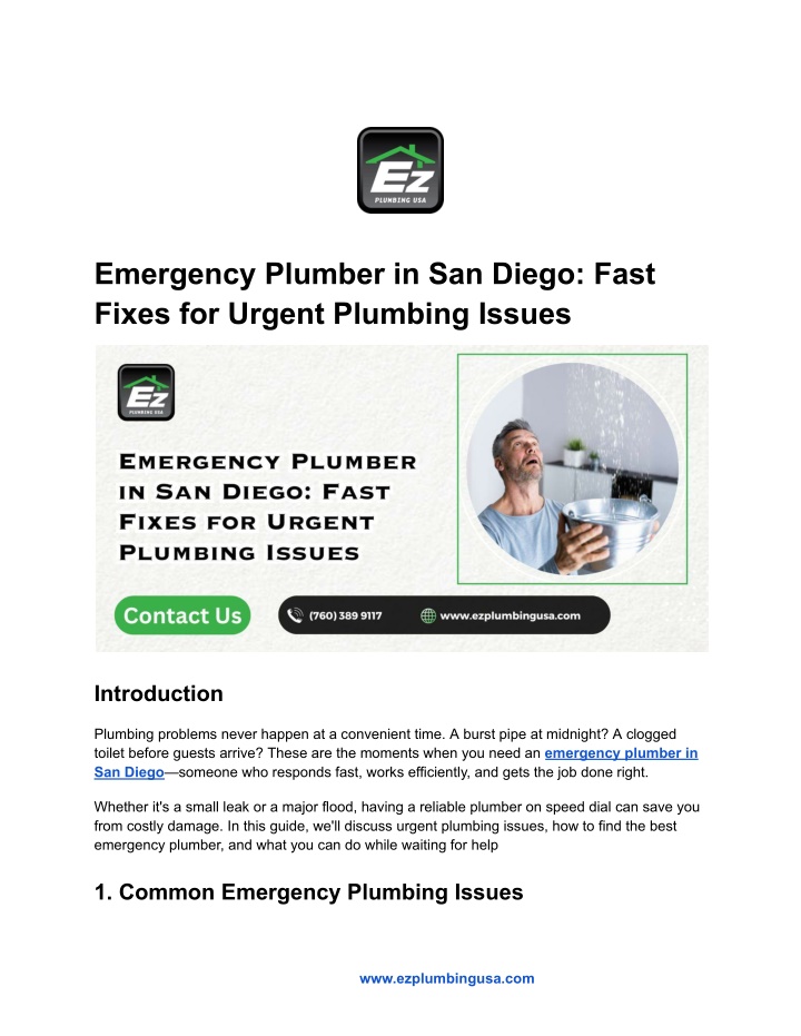 emergency plumber in san diego fast fixes n.w