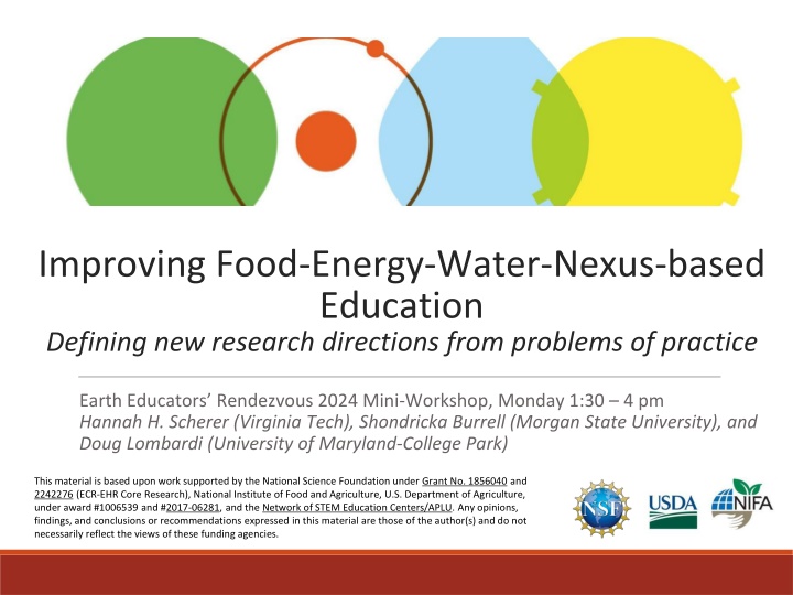 improving food energy water nexus based education n.w
