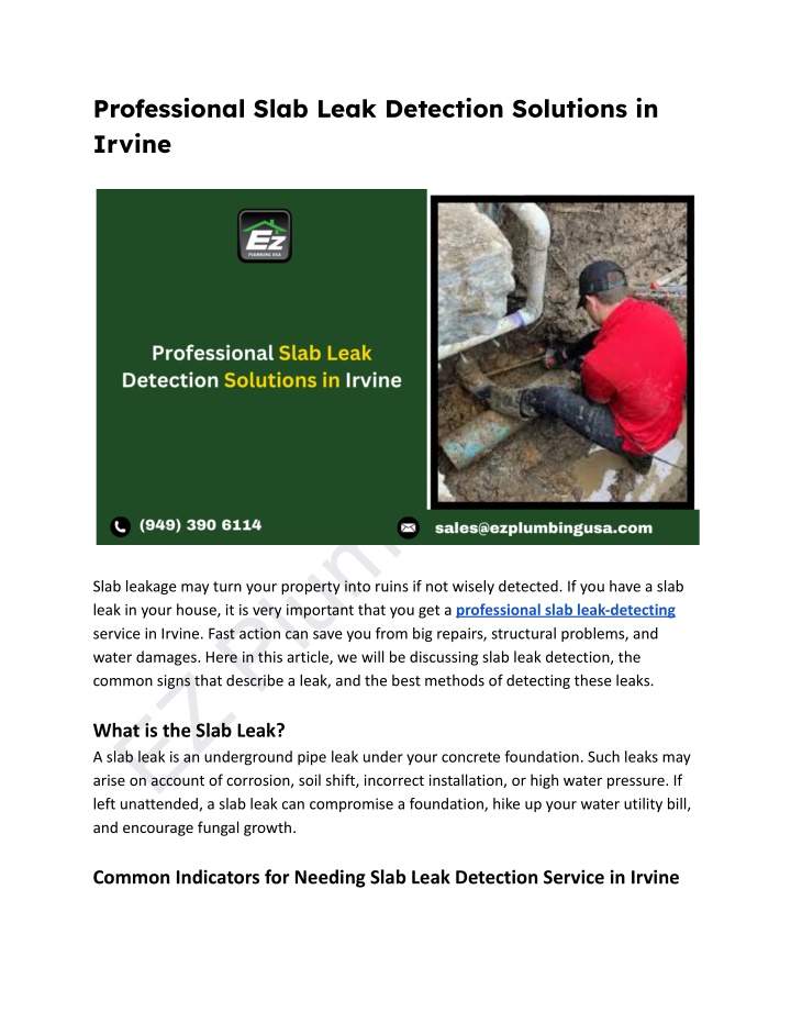 professional slab leak detection solutions n.w