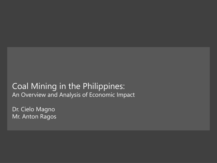 coal mining in the philippines an overview n.w