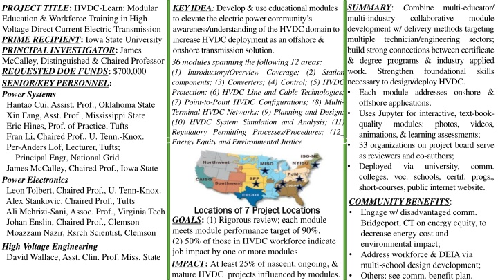 Modular Education & Workforce Training in High Voltage Direct Current