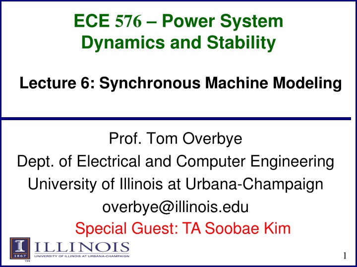 Synchronous Machine Modeling in Power Systems