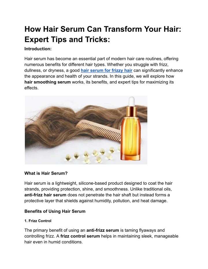 how hair serum can transform your hair expert n.w