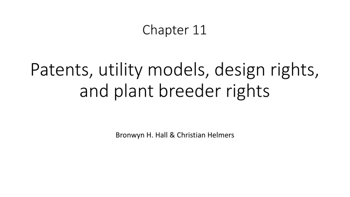 Overview of Patents and Legal Rights