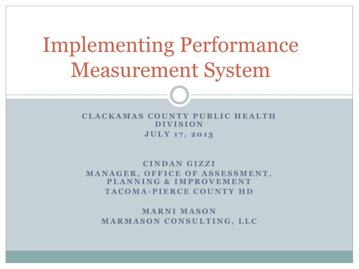 implementing performance measurement system n.w