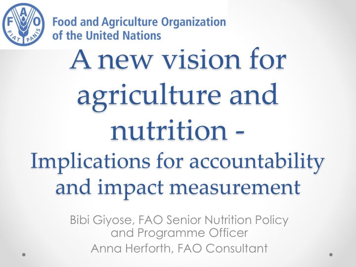 Transforming Agriculture and Nutrition for Accountability and Impact Measurement