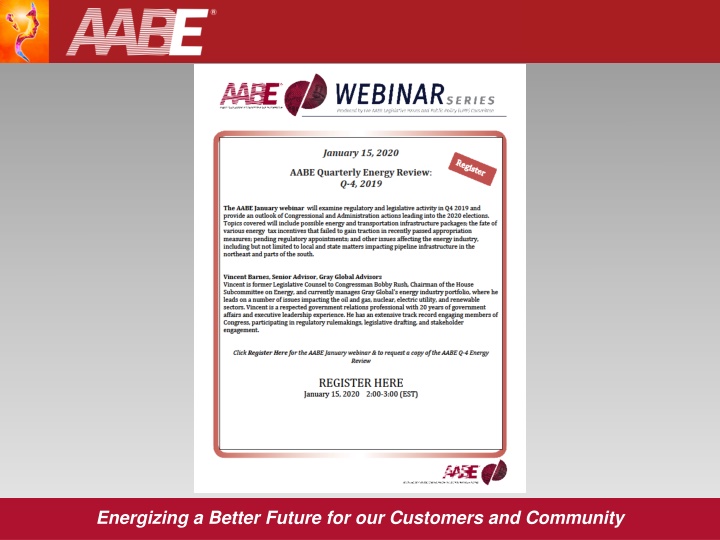Energizing a Better Future for our Customers and Community