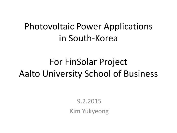 photovoltaic power applications in south korea n.w