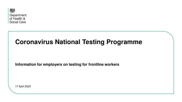 coronavirus national testing programme n.w