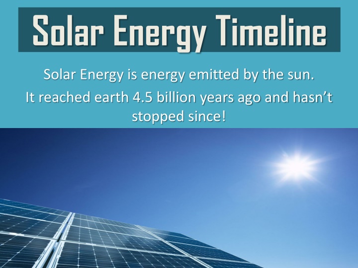 Solar Energy Timeline and Advances