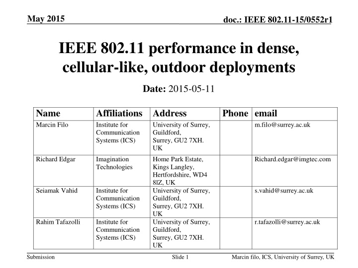 IEEE 802.11 Performance in Dense Outdoor Deployments