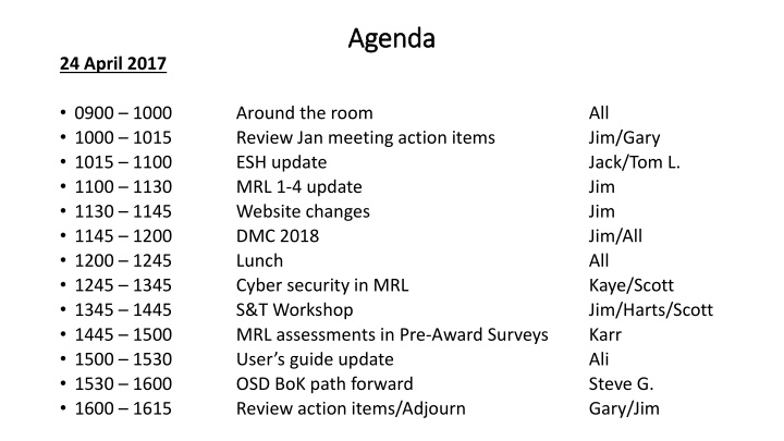 agenda agenda n.w