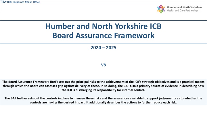 ICB Board Assurance Framework 2024-2025