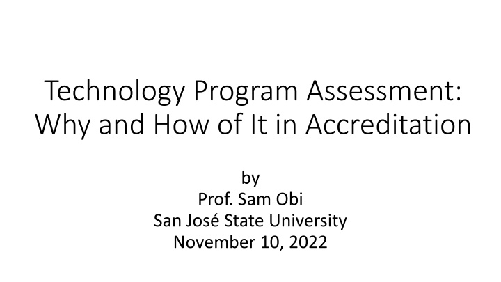 Importance of Technology Program Assessment in Accreditation