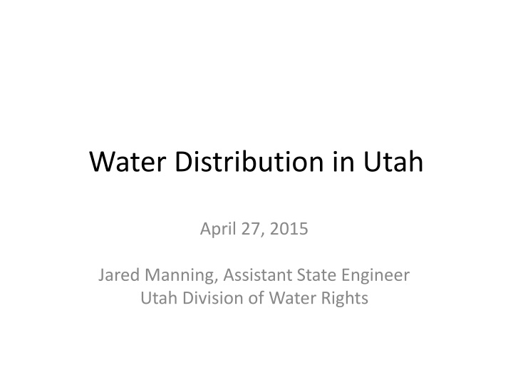 water distribution in utah n.w