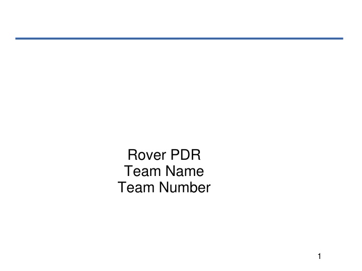 rover pdr team name team number n.w