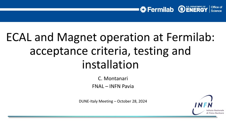 ECAL and Magnet Operation at Fermilab Acceptance Criteria