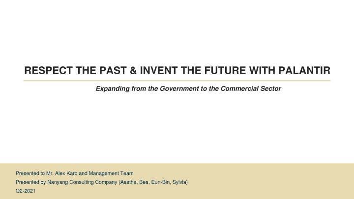 respect the past invent the future with palantir n.w