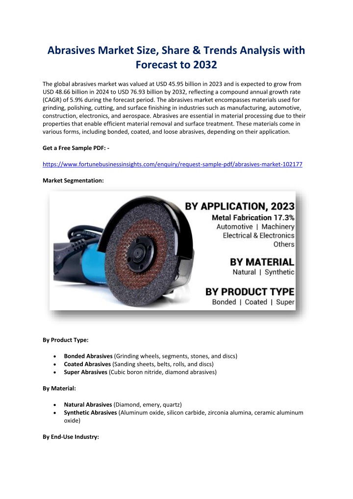 abrasives market size share trends analysis with n.w