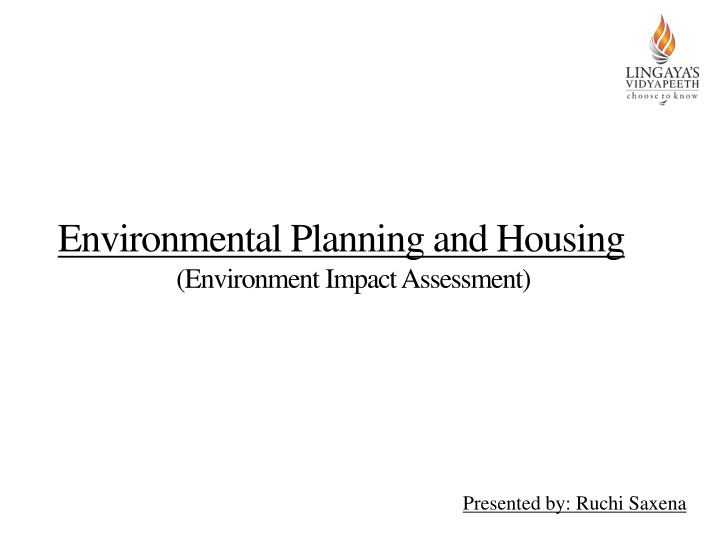 Environmental Planning and Housing in India