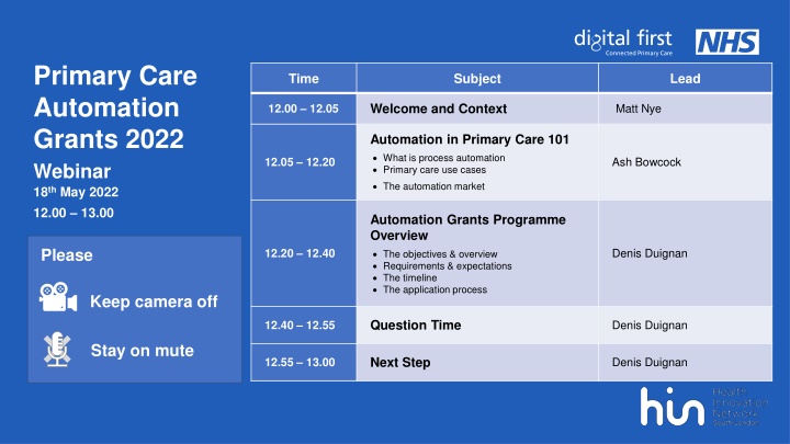 Primary Care Automation Grants 2022 Webinar Insights
