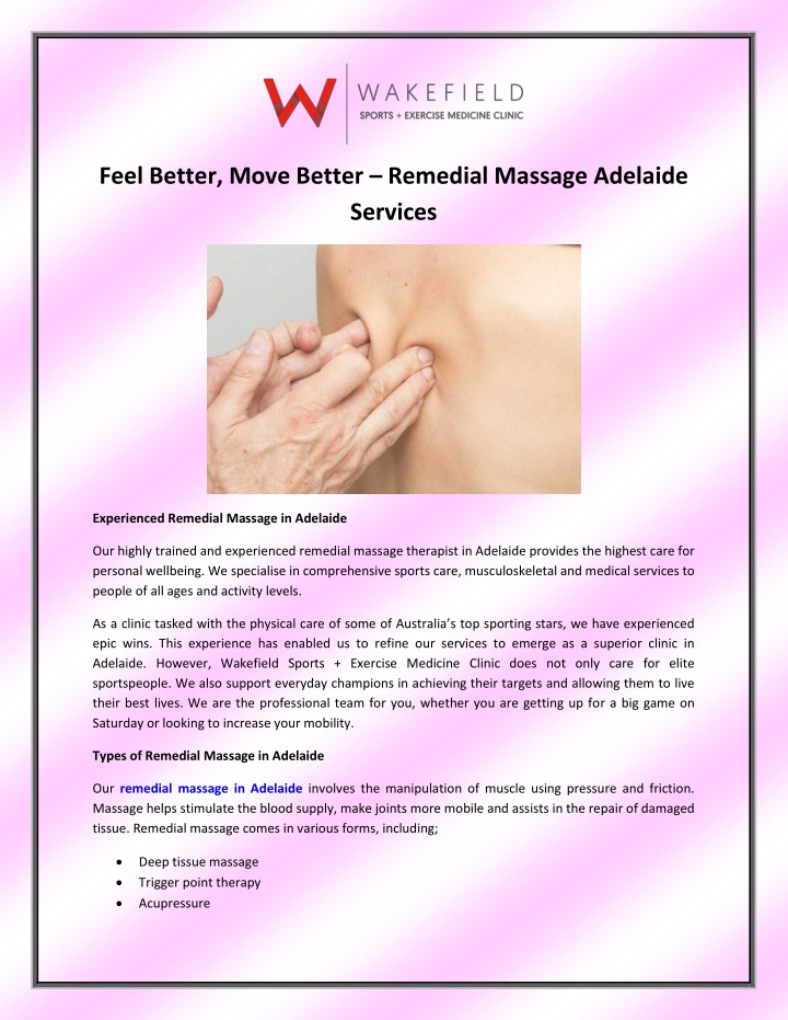 feel better move better remedial massage adelaide n.w
