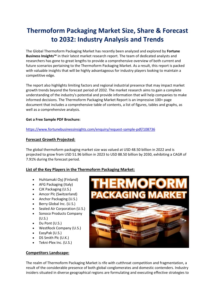 thermoform packaging market size share forecast n.w
