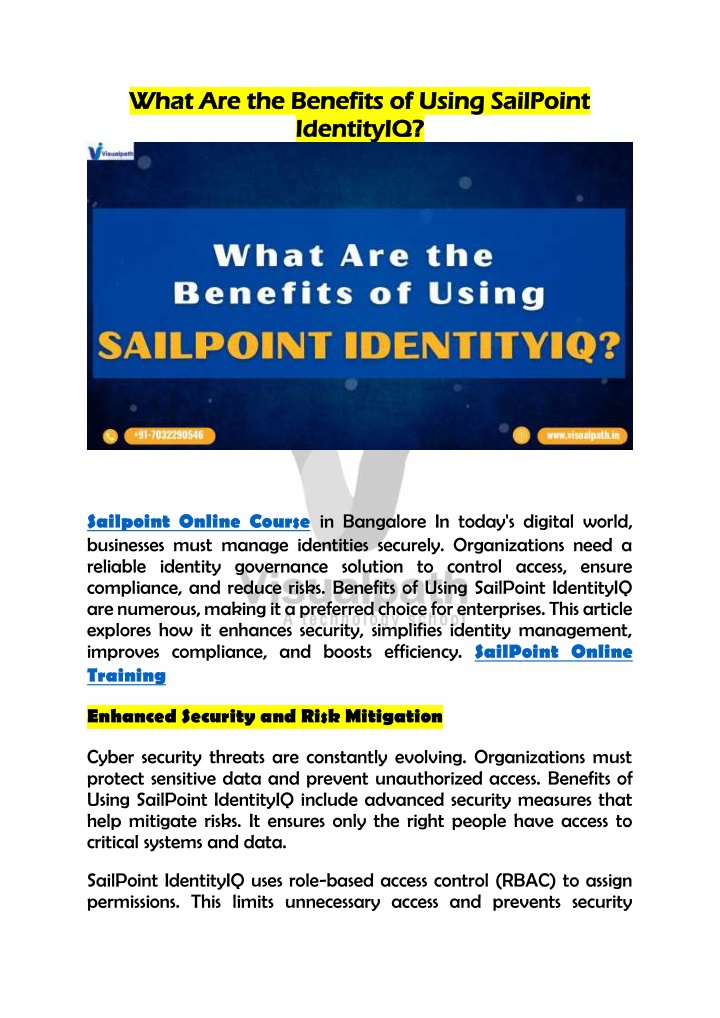 what are the benefits of using sailpoint what n.w