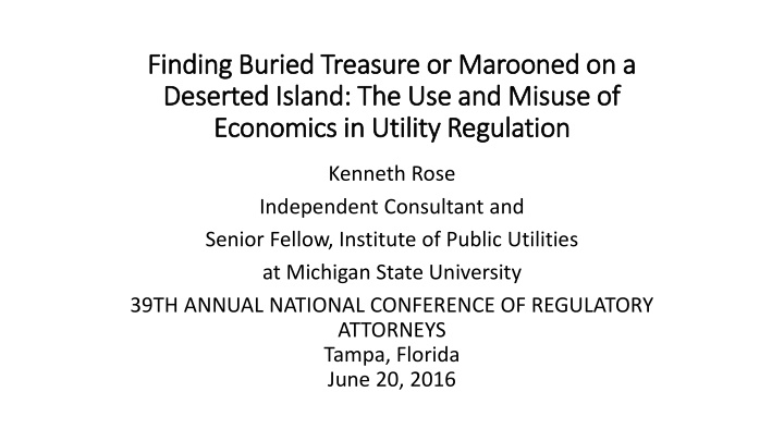 Economics in Utility Regulation: The Use and Misuse of Market Concepts