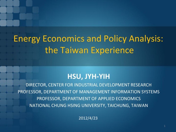 energy economics and policy analysis the taiwan n.w