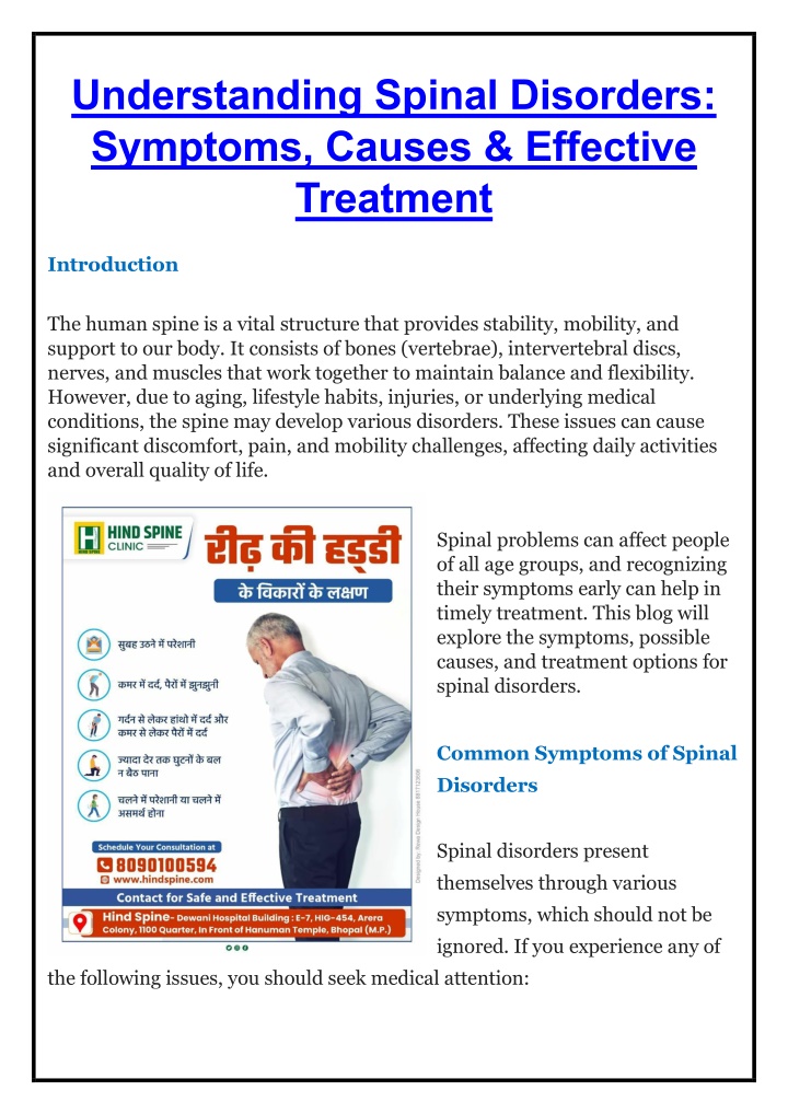 understanding spinal disorders symptoms causes n.w