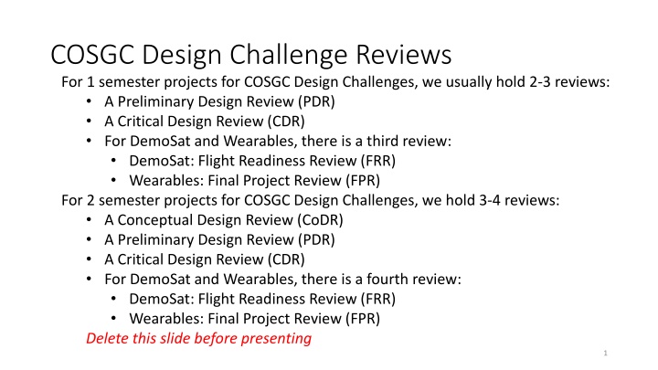 cosgc design challenge reviews for 1 semester n.w