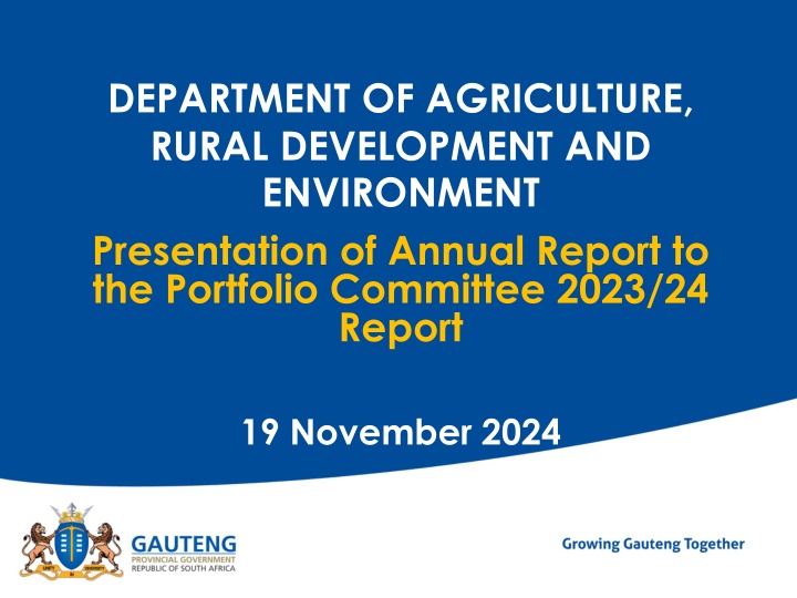 Annual Report on Agriculture, Rural Development & Environment 2023/24