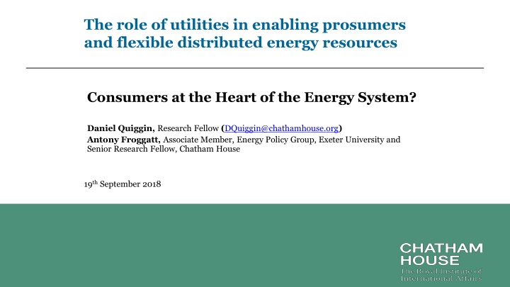 the role of utilities in enabling prosumers n.w