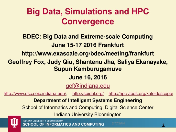 big data simulations and hpc convergence n.w