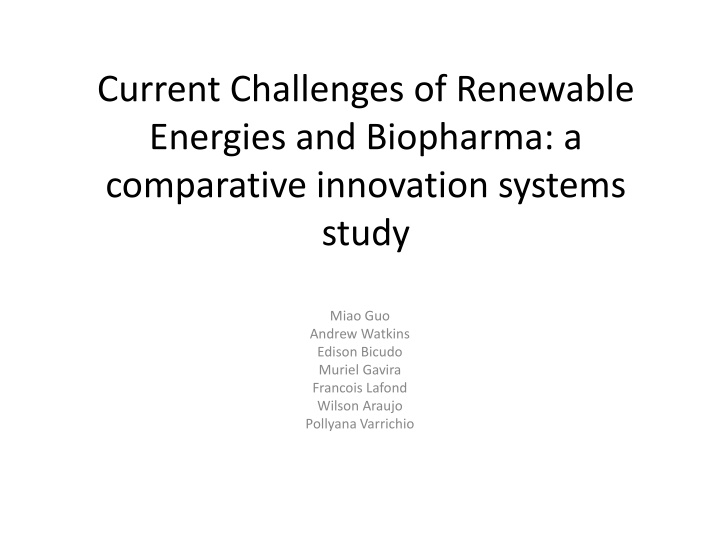 current challenges of renewable energies n.w