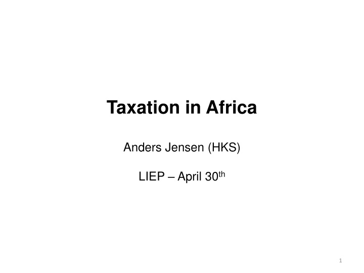 taxation in africa n.w