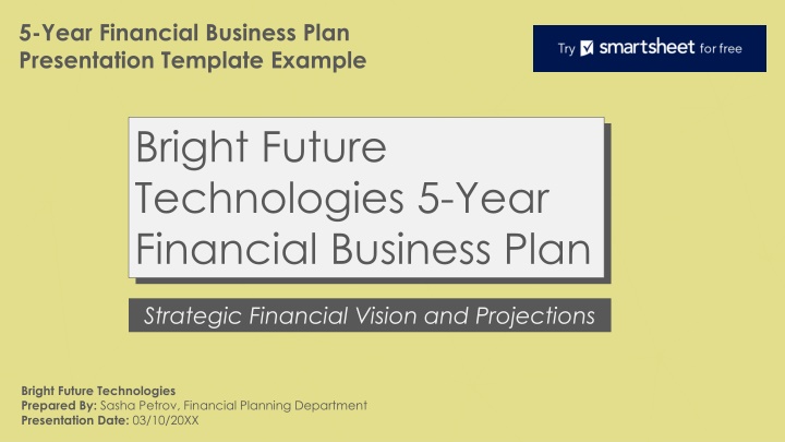 Bright Future Technologies Financial Plan Overview