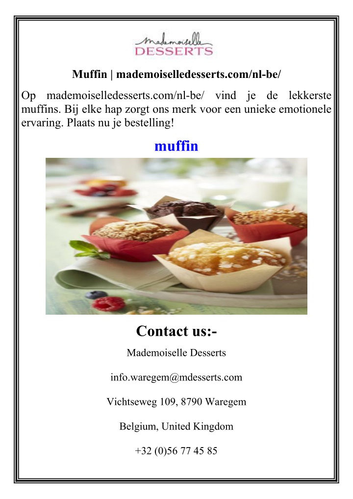 muffin mademoiselledesserts com nl be n.w