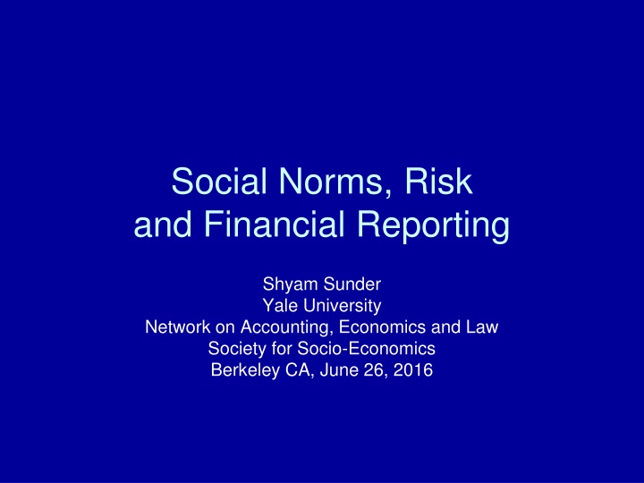 social norms risk and financial reporting n.w