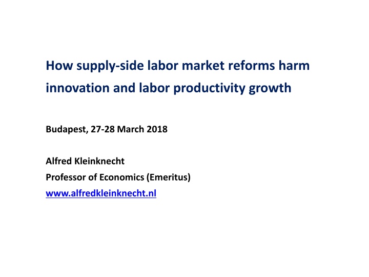 Impact of Labor Market Reforms on Innovation and Productivity Growth