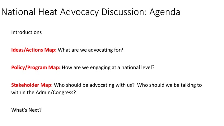 national heat advocacy discussion agenda n.w
