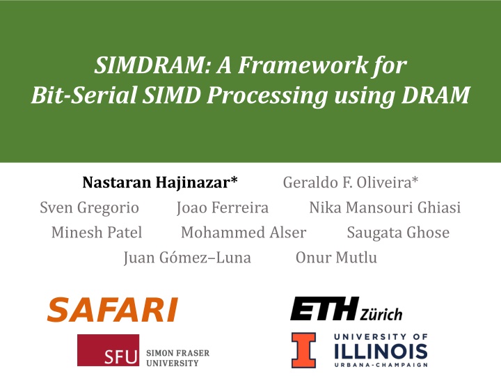 simdram a framework for bit serial simd n.w